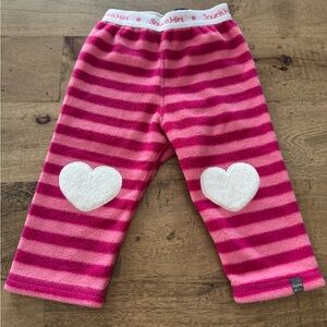 Souris Mini Pink Striped fleece heart Kids pants size 12 months